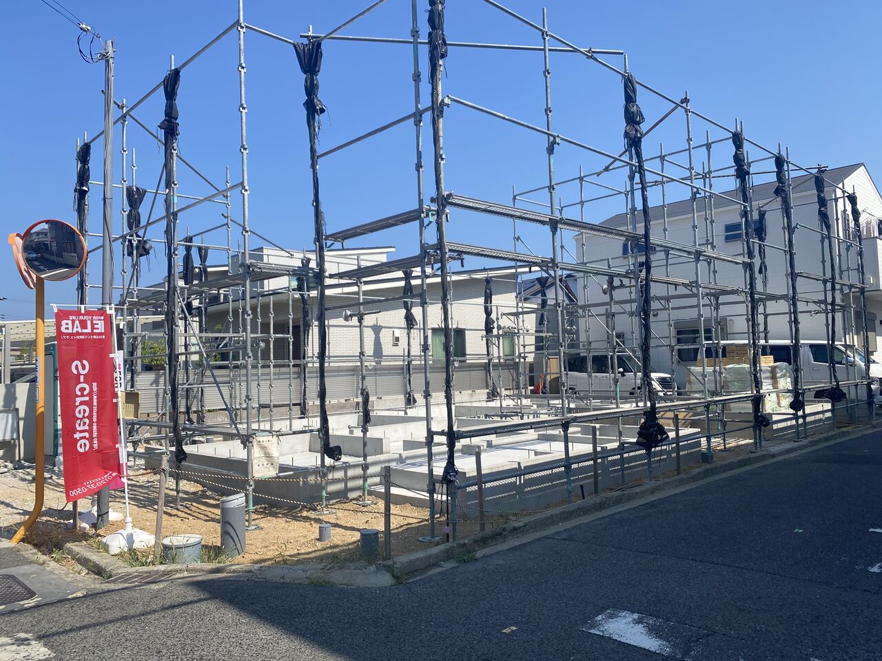 岸和田市の平屋　足場完了