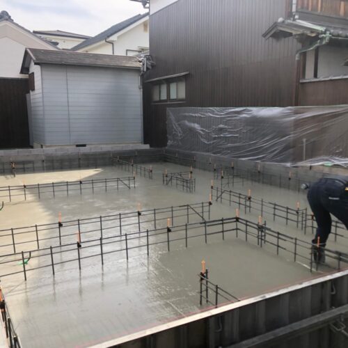 2月1日(水)　貝塚市中町　I様邸　ベースコンクリート打設